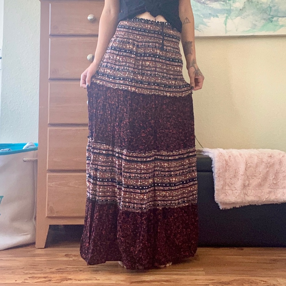 Stretchy Floor-length Boho Skirt
